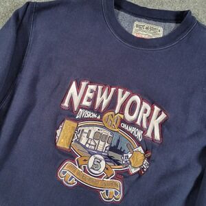 Steve & Barry's Sweatshirt Men M Crewneck Navy New York Champions Fleece Graphic